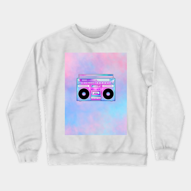 Totally Sweet Retro Cotton Candy Boombox Crewneck Sweatshirt by Art by Deborah Camp